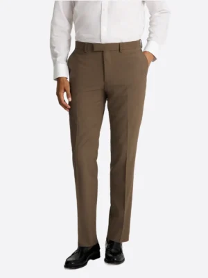SuitsHeritage Men’s Solid Dark Camel Slim Fit 2 Piece Suit Pant