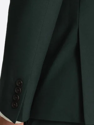 SuitsHeritage Men’s Solid Dark Green Double Breasted Slim Fit 2 Piece Suit CLose