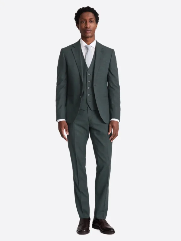 SuitsHeritage Men's Puppy Tooth Dark Green Slim Fit 3 Piece Suits