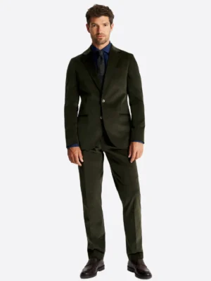 SuitsHeritage Men’s Solid Dark Green Regular Fit 2 Piece Suit