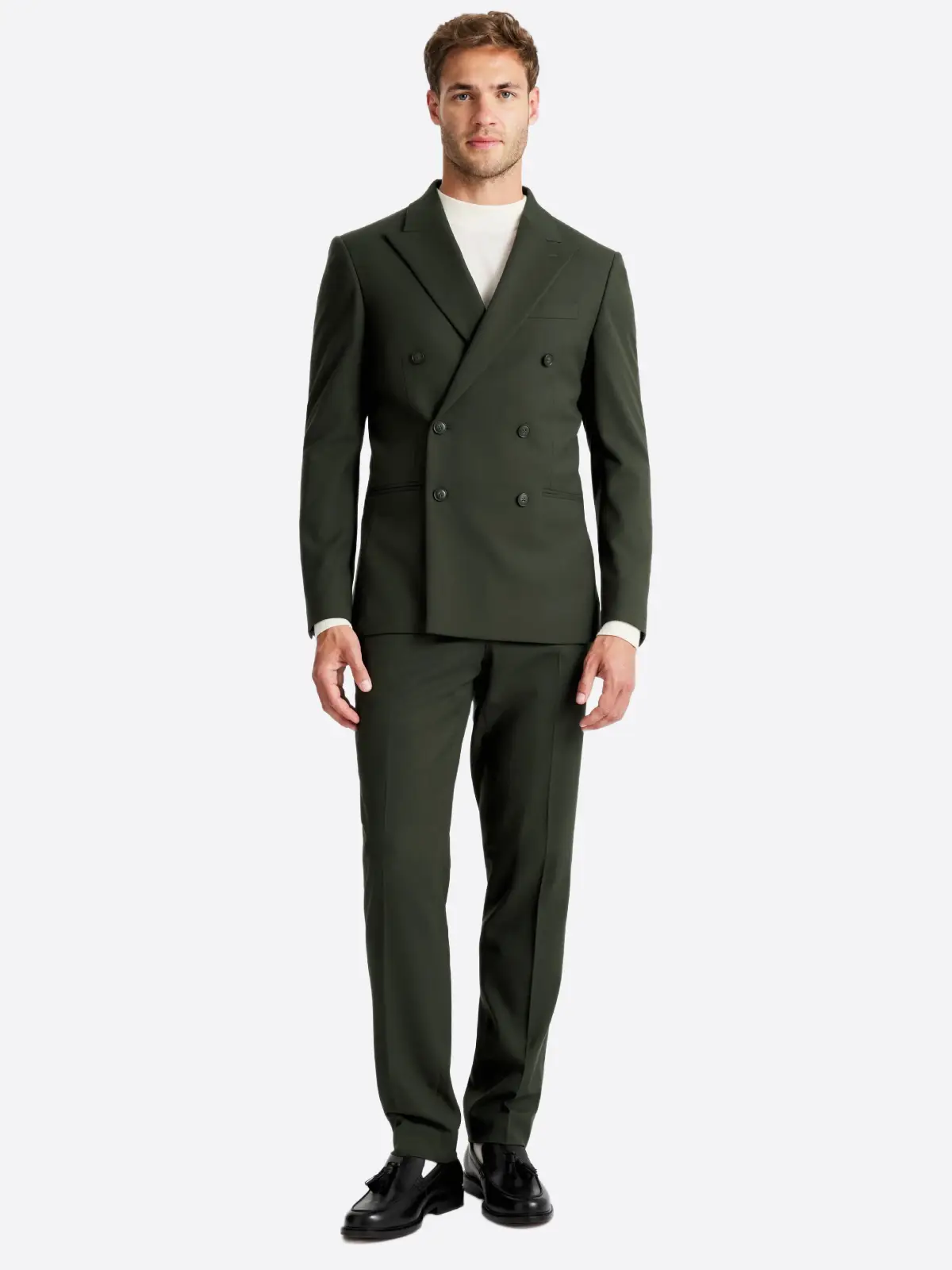 SuitsHeritage Men’s Solid Dark Green Double Breasted Regular Fit 2 Piece Suit SuitsHeritage Men’s Solid Dark Green Double Breasted Regular Fit 2 Piece Suit