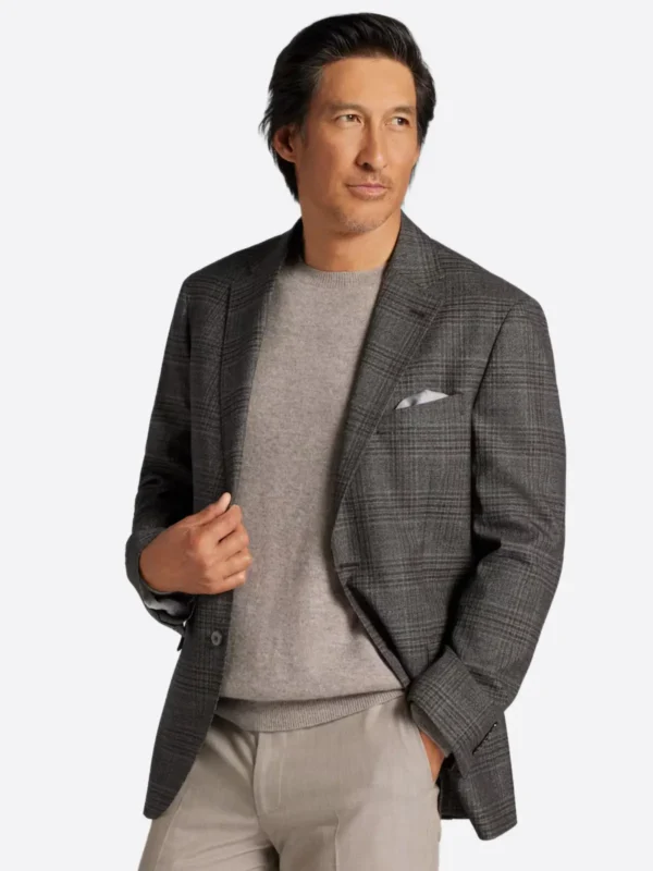 SuitsHeritage Men's Plaid Dark Grey Regular Fit Sport Coat