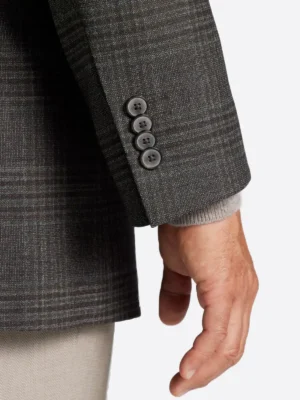 SuitsHeritage Men's Plaid Dark Grey Regular Fit Sport Coat Close