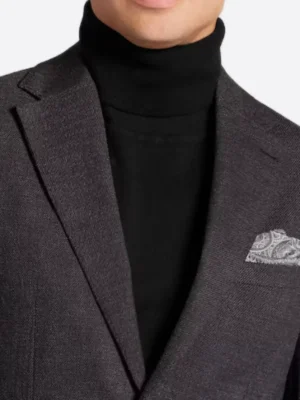 SuitsHeritage Men's Twill Dark Grey Slim Fit Sport Coat Collar