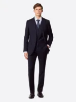 SuitsHeritage Men's Dark Navy Twill Slim Fit 3 Piece Suits