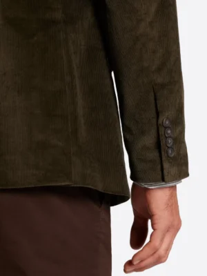 SuitsHeritage Men's Plaid Dark Olive Regular Fit Sport Coat Close