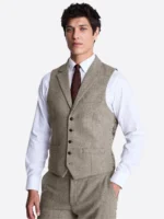 SuitsHeritage Men's Donegal Cream Regular Fit 3 Piece Suits Vest