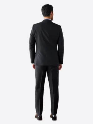 SuitsHeritage Men’s Plain Black Double Breasted Regular Fit 2 Piece Tuxedo Back