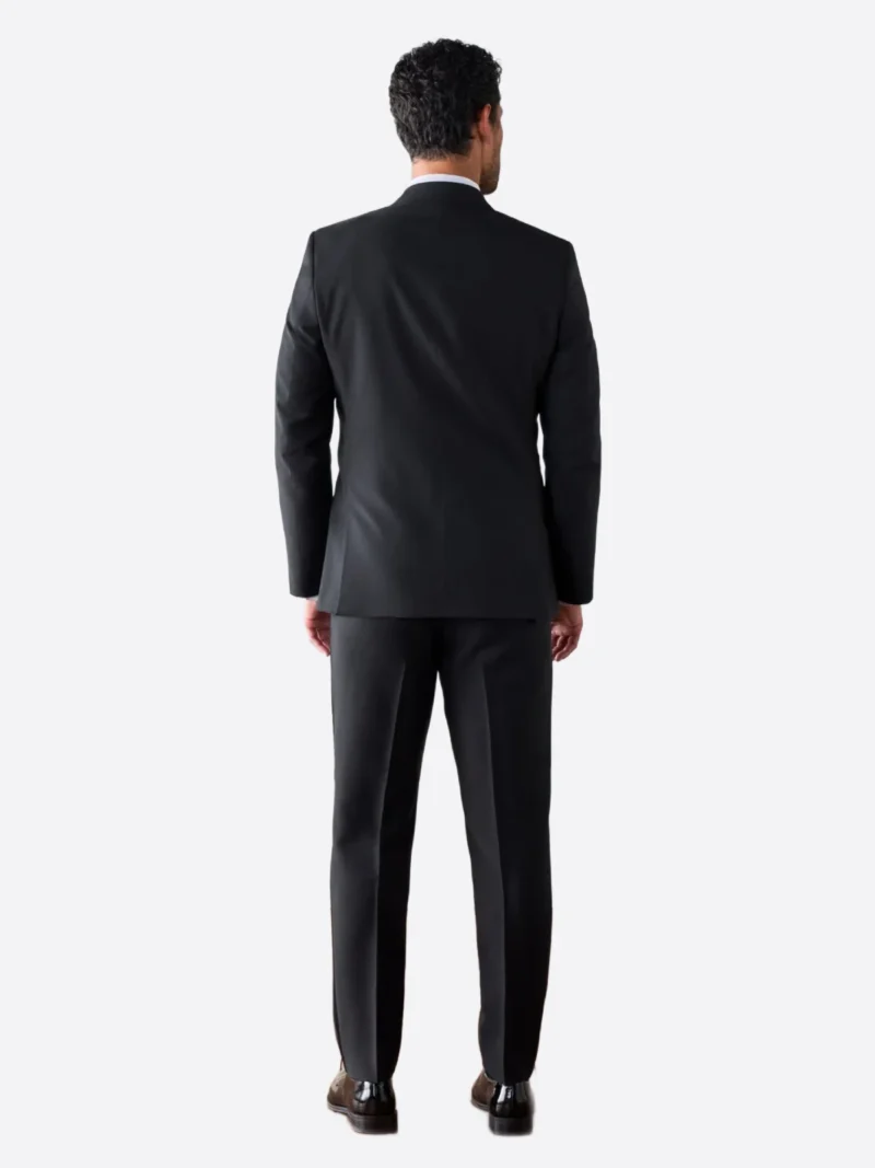 SuitsHeritage Men’s Plain Black Double Breasted Regular Fit 2 Piece Tuxedo Back