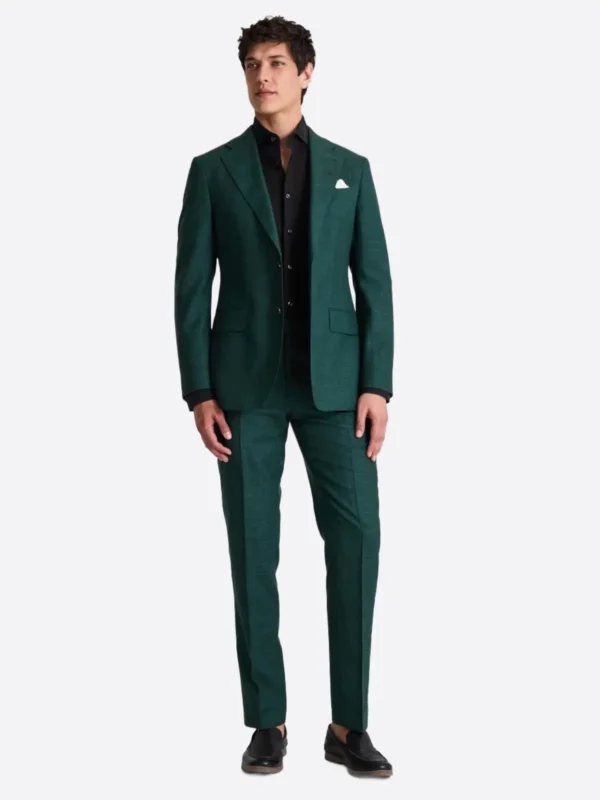 SuitsHeritage Men’s Twill Green Regular Fit 2 Piece Suit