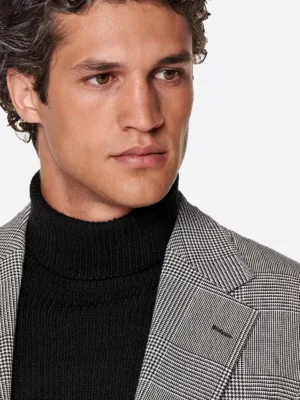 SuitsHeritage Men’s Grey Check Tailored Fit Blazer Collar