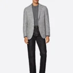SuitsHeritage Men’s Grey Houndstooth Tailored Fit Blazer