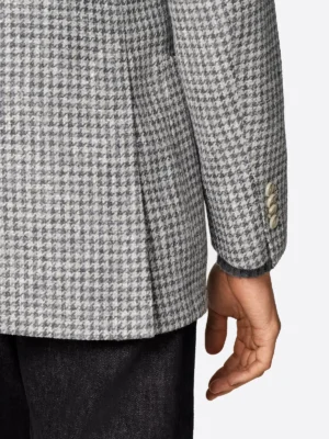 SuitsHeritage Men’s Grey Houndstooth Tailored Fit Blazer Close