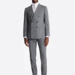 SuitsHeritage Men’s PinStripe Grey Double Breasted Regular Fit 2 Piece Suit
