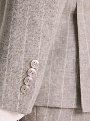 Men's Grey PinStripe Single Breasted Two Piece Suit Close