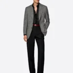 SuitsHeritage Men’s Grey Pinstriped Tailored Fit Blazer