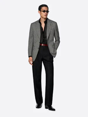 SuitsHeritage Men’s Grey Pinstriped Tailored Fit Blazer