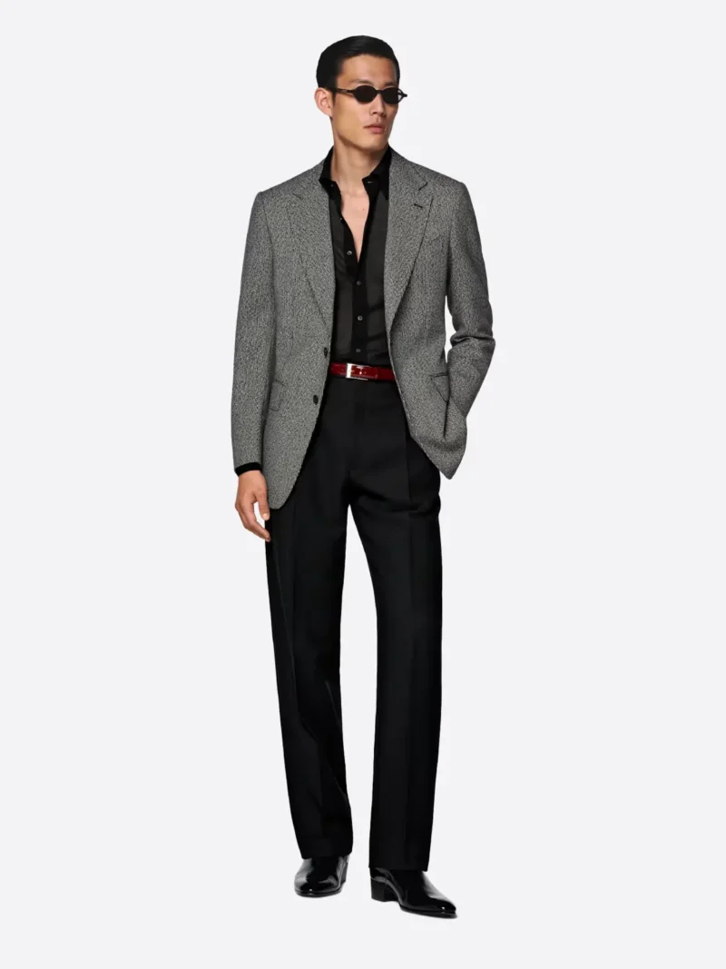 SuitsHeritage Men’s Grey Pinstriped Tailored Fit Blazer