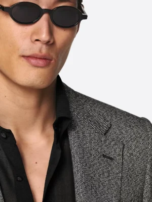 SuitsHeritage Men’s Grey Pinstriped Tailored Fit Blazer Collar