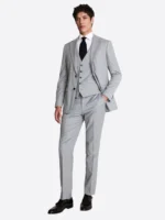 SuitsHeritage Men's Grey Solid Regular Fit 3 Piece Suits