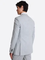 SuitsHeritage Men's Grey Solid Regular Fit 3 Piece Suits Back