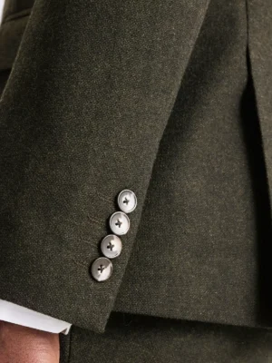 SuitsHeritage Men’s Donegal Khaki Slim Fit 2 Piece Suit Close