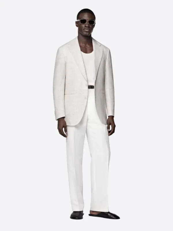 SuitsHeritage Men's Light Grey Solid Relaxed Fit Blazer