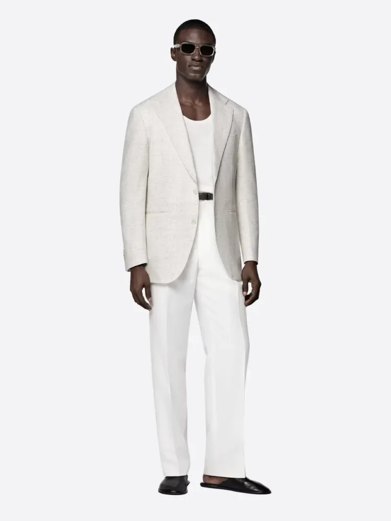 SuitsHeritage Men's Light Grey Solid Relaxed Fit Blazer