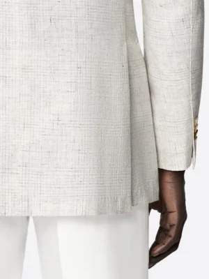 SuitsHeritage Men's Light Grey Solid Relaxed Fit Blazer Sleeves