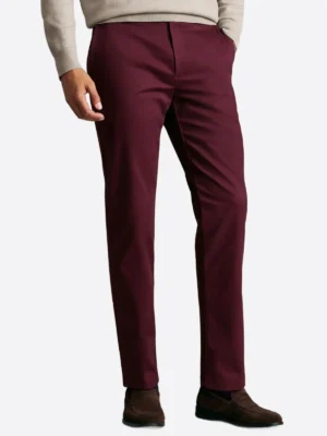 SuitsHeritage Men's Maroon Straight Fit Cotton Pant