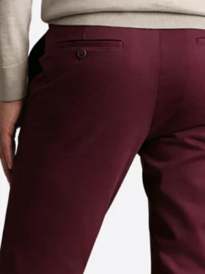 SuitsHeritage Men's Maroon Straight Fit Cotton Pant Back