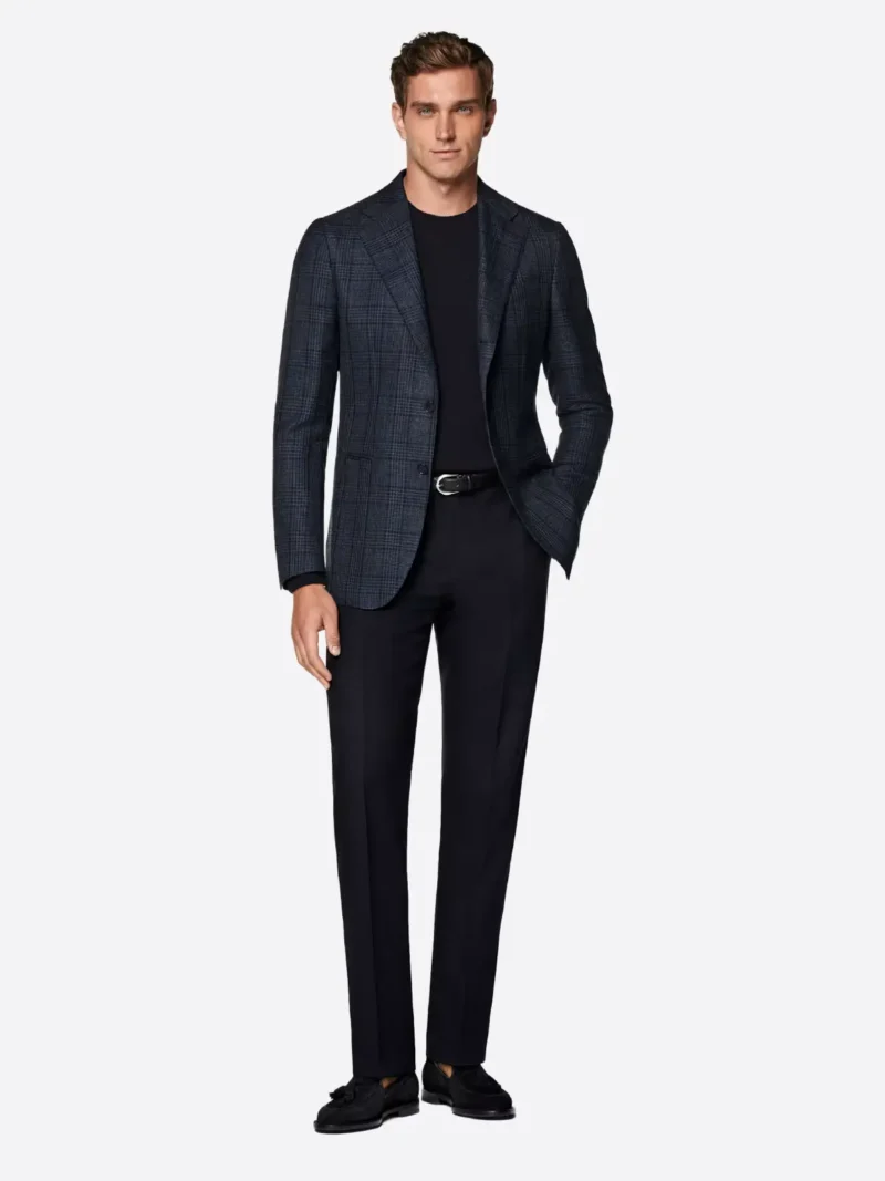 SuitsHeritage Men's Navy Check Tailored Fit Blazer