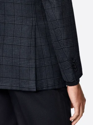 SuitsHeritage Men's Navy Check Tailored Fit Blazer Close