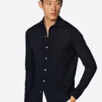 SuitsHeritage Men's Solid Navy Cotton Shirt