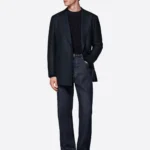 SuitsHeritage Men’s Navy Solid Double Breasted Tailored Fit Blazer