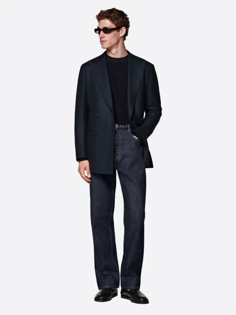 SuitsHeritage Men’s Navy Solid Double Breasted Tailored Fit Blazer