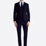 SuitsHeritage Men's Navy Solid Slim Fit 3 Piece Suits