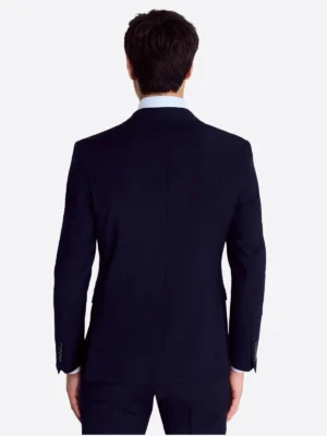 SuitsHeritage Men's Navy Solid Slim Fit 3 Piece Suits Back