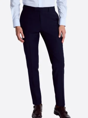 SuitsHeritage Men's Navy Solid Slim Fit 3 Piece Suits Pant