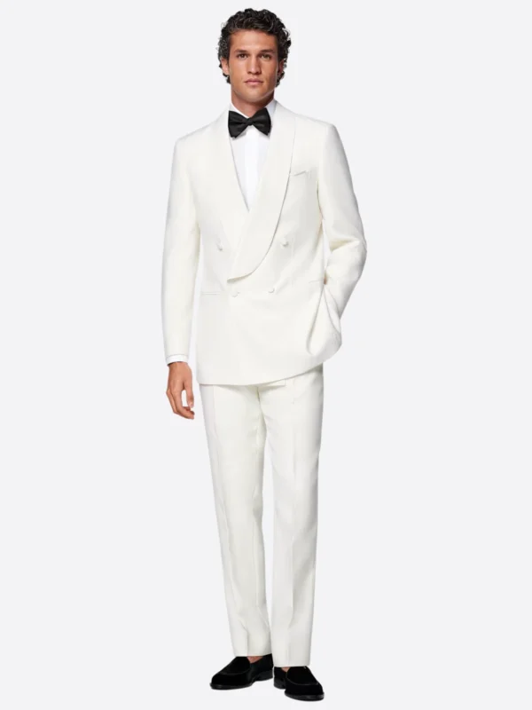 SuitsHeritage Men’s Off White Double Breasted Regular Fit 2 Piece Tuxedo