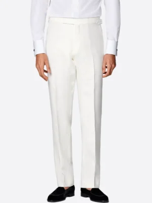 SuitsHeritage Men’s Off White Double Breasted Regular Fit 2 Piece Tuxedo Pant