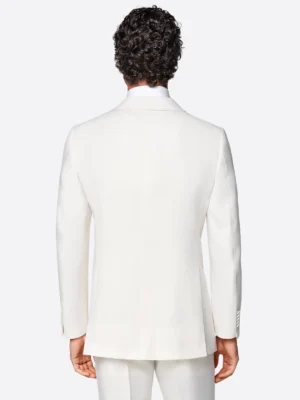 SuitsHeritage Men’s Off White Double Breasted Regular Fit 2 Piece Tuxedo bACK