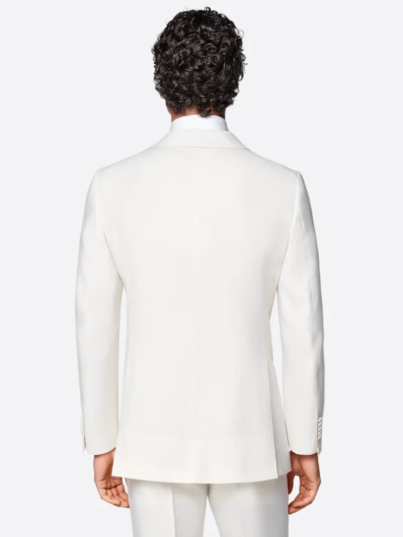 SuitsHeritage Men’s Off White Double Breasted Regular Fit 2 Piece Tuxedo bACK