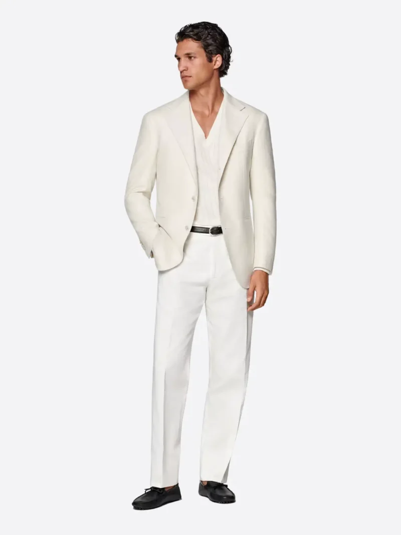 SuitsHeritage Men’s Off White Solid Tailored Fit Blazer