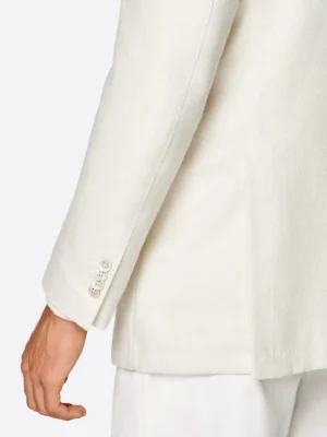 SuitsHeritage Men’s Off White Solid Tailored Fit Blazer Close