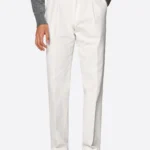 SuitsHeritage Men's Off White Straight Fit Chinos