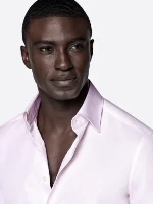 SuitsHeritage Men's Solid Pink Cotton Shirt Close