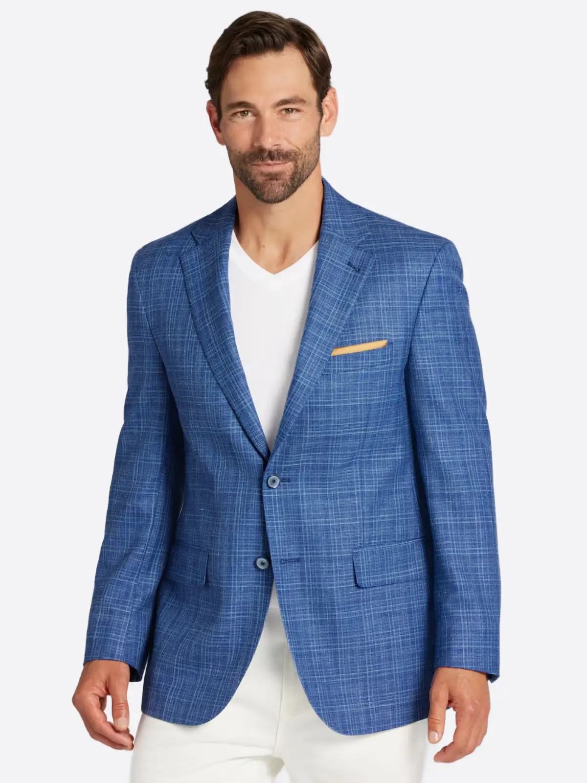 SuitsHeritage Men's Plaid Blue Slim Fit Sport Coat SuitsHeritage Men's Plaid Blue Slim Fit Sport Coat