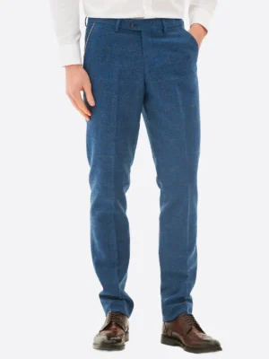 Men's Plaid Blue Single Breasted Three Piece Suit Pant