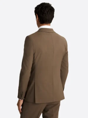 SuitsHeritage Men's Plaid Dark Camel Slim Fit 3 Piece Suits Back